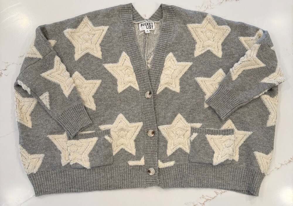 Bucket List Oversized Star Cardigan, Size M